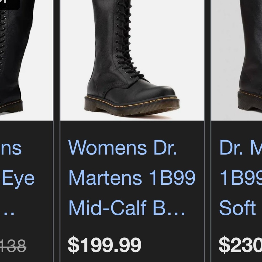 Womens Dr. Martens 1B99 Mid-Calf Boot - Black, 14 eye - Picture 3 of 7